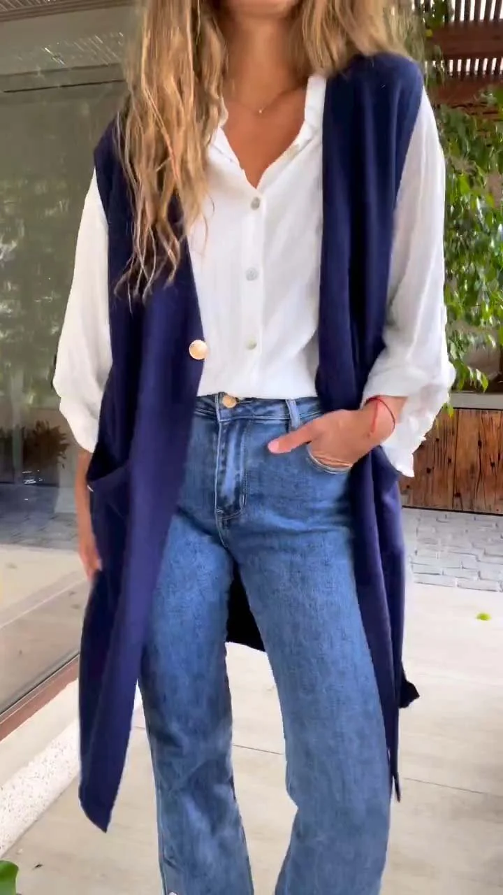 Women's Casual Solid Tank Cardigan